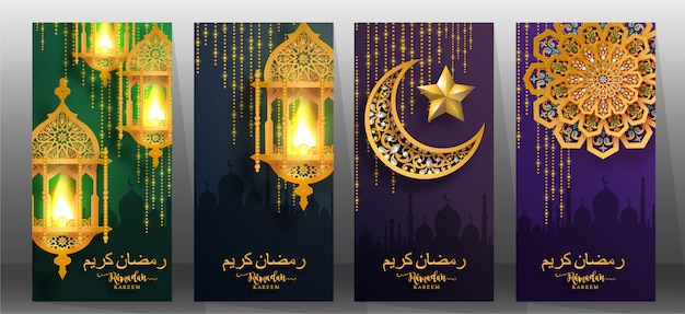 Set ramadan kareem groet banners.