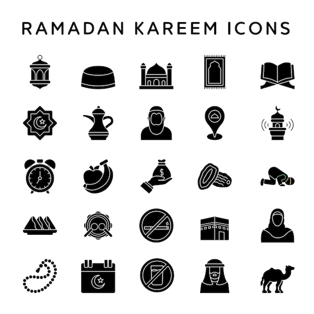A set of ramadan kareem icons