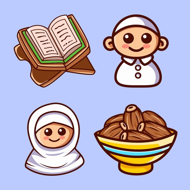 Vector set of ramadan kareem illustration vector