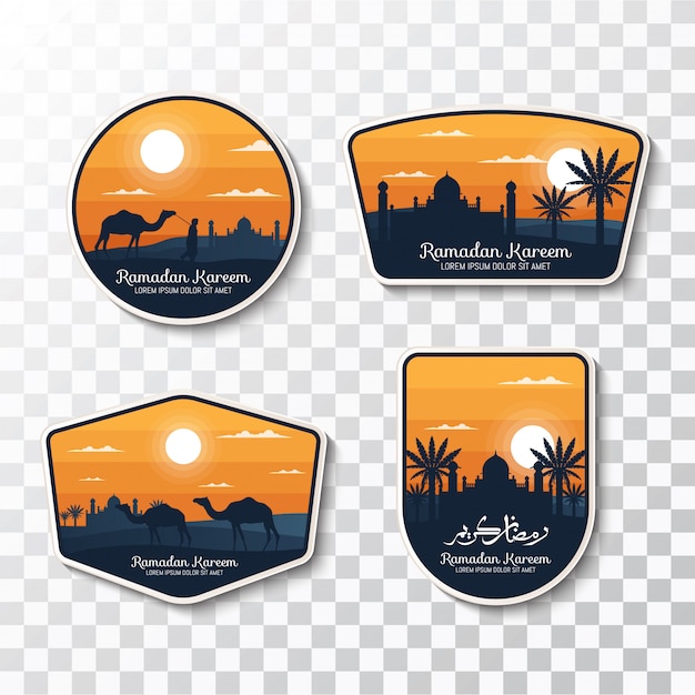 Set ramadan kareem-insignes en -labels