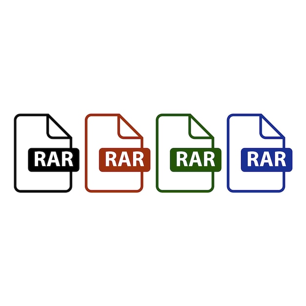 Premium Vector | Set of rar file icon