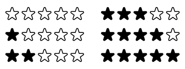 Set rating stars icon badges Feedback Level of satisfaction rating 5 star rating icon
