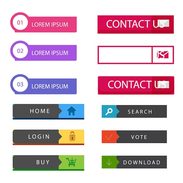 Read More アイコンボタンデザインのセット ウェブサイト広告 UI とプロジェクションのためのカラフルなRead More ボタンパック