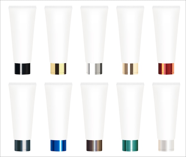 Vector set of a real cosmetic tube