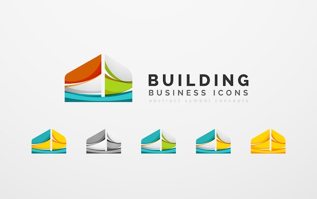 Set of real estate or building logo business icons