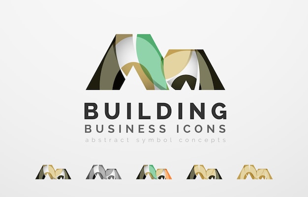 Set of real estate or building logo business icons