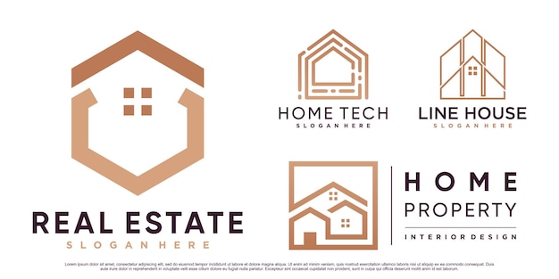 Set of real estate logo design inspiration for business with creative modern concept Premium Vector