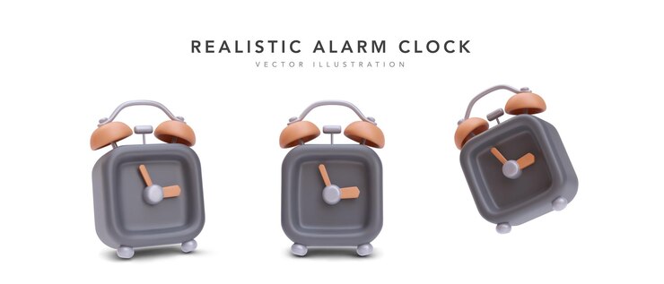 Vector set of realistic alarm clock isolated on white background vector illustration