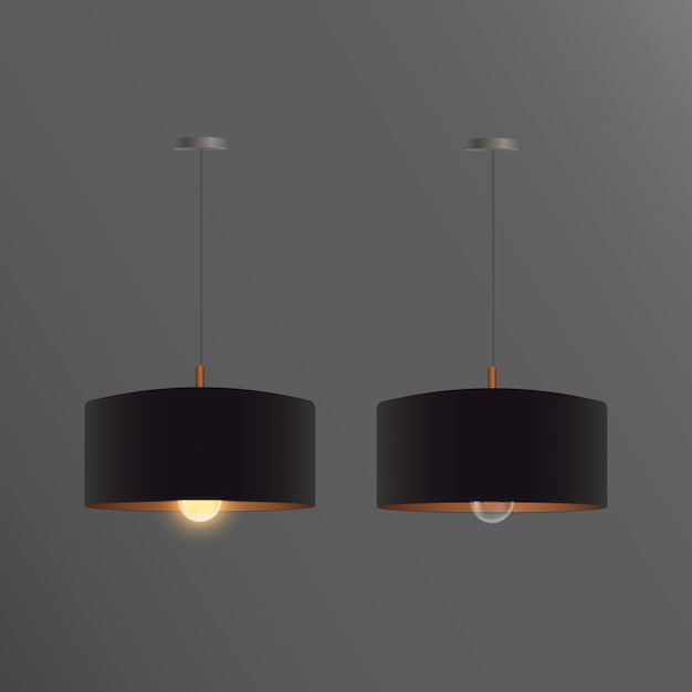 Set of realistic black chandeliers. ceiling lamp. loft style. element for interior design.