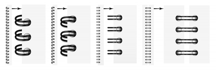 Vector set of realistic  black spirals for a notebook.