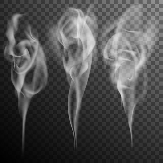 Set of realistic cigarette smoke waves isolated effect.