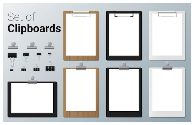Vector set of realistic clipboards