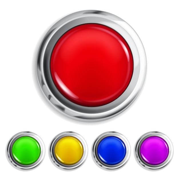 Set of realistic colored buttons