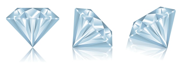 Vector set of realistic diamonds with reflection or realistic diamonds with various view concept eps