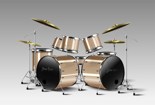 Set of realistic drum kit