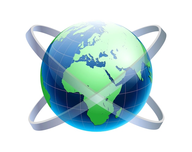 Set of realistic earth globe interconnected isolated