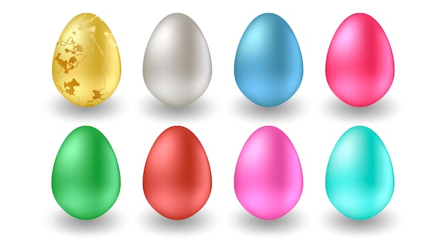 Set of realistic Easter eggs  illustration.