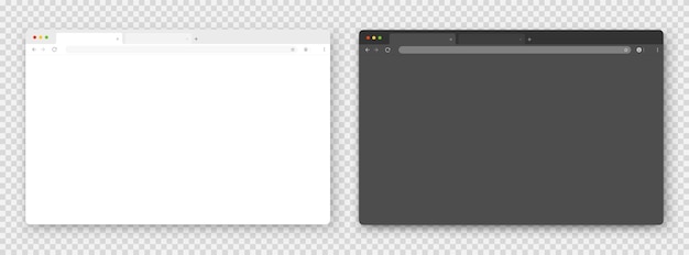 A set of realistic empty browser windows in white and gray with a toolbar a search bar and a shadow