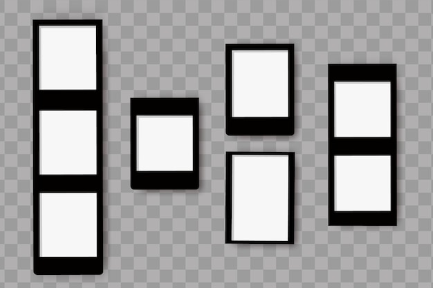 Набор реалистичных композиций пустых фоторамокСовременные фоторамки с изолированной тенью
