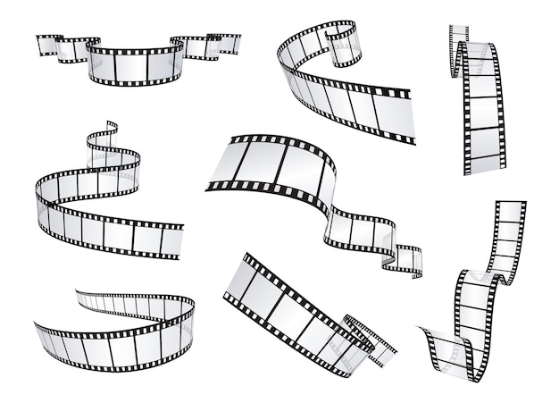 Set of realistic film or movie reels strips vector illustration