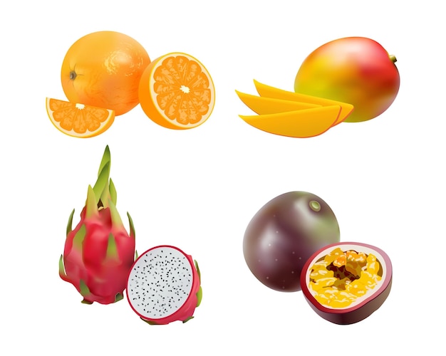 Vector set of realistic fruits