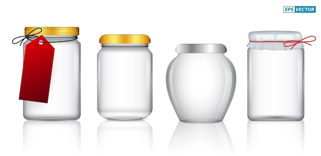 Vector set of realistic glass jar storage isolated.