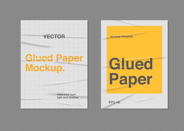 Vector set realistic glued paper poster