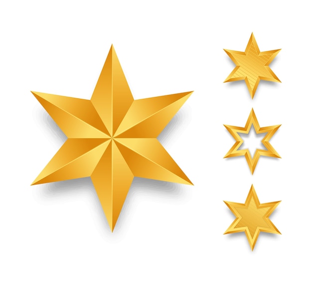 Set of realistic golden stars.