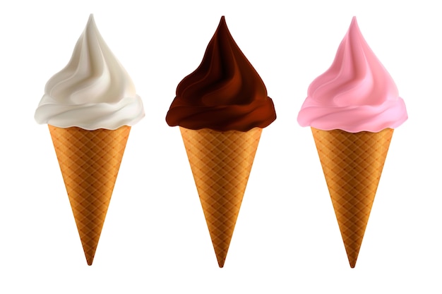 Set of realistic ice cream