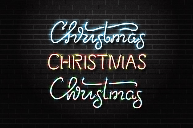   set of realistic isolated neon sign of Christmas