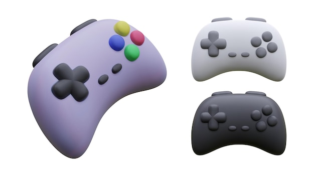 Set di joypad realistici isolati su bianco. console per videogiochi. illustrazione vettoriale