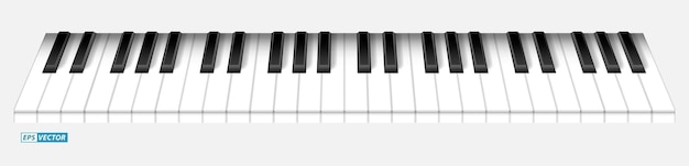 Vector set of realistic keys of black piano or grand piano keys isolated.