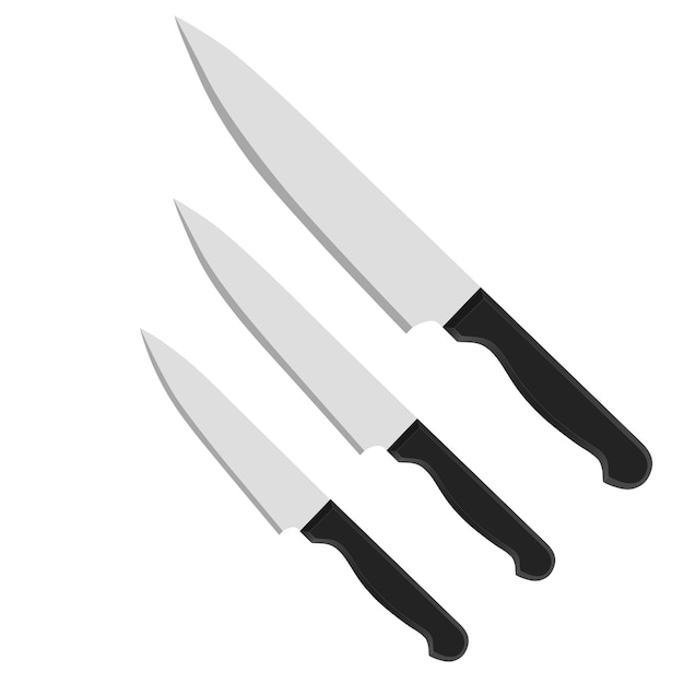 set of realistic kitchen knives isolated on white, Vector illustration, chef knives, Cutlery set