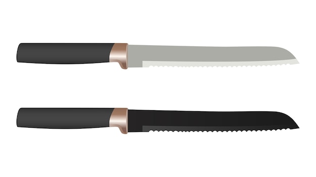 набор реалистичных кухонных ножей, изолированных на белом, векторная иллюстрация, ножи шеф-повара, набор столовых приборов
