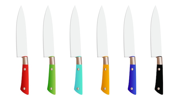 set of realistic kitchen knives isolated on white, Vector illustration, chef knives, Cutlery set