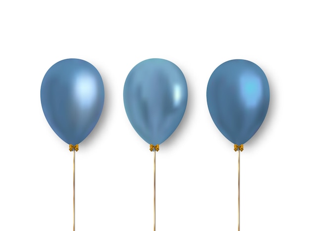 Set of realistic light blue balloons