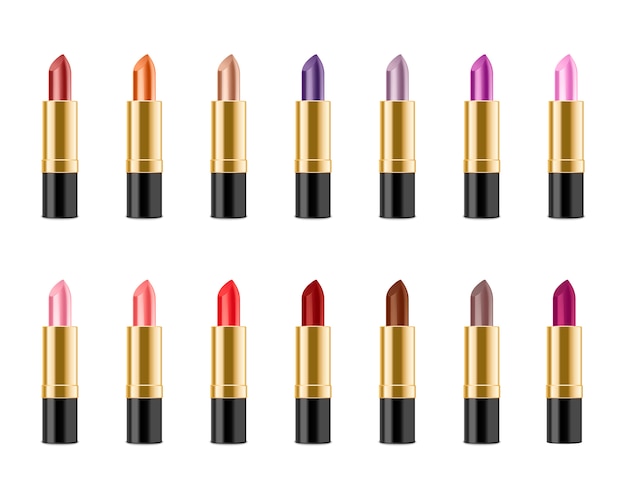 set of realistic lipstick