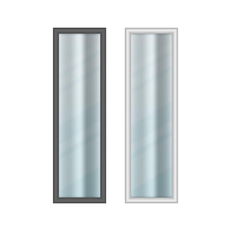 Vector set of realistic long windows with curtains