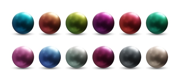 Set of realistic metal balls