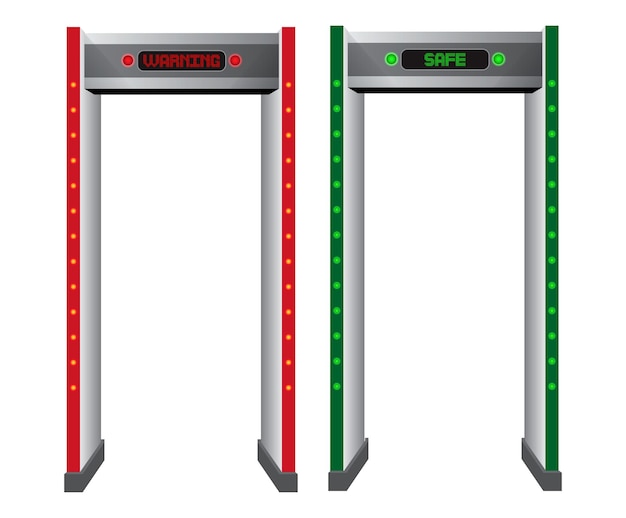 Set of realistic metal detector frames or metal detector gate security or baggage check point