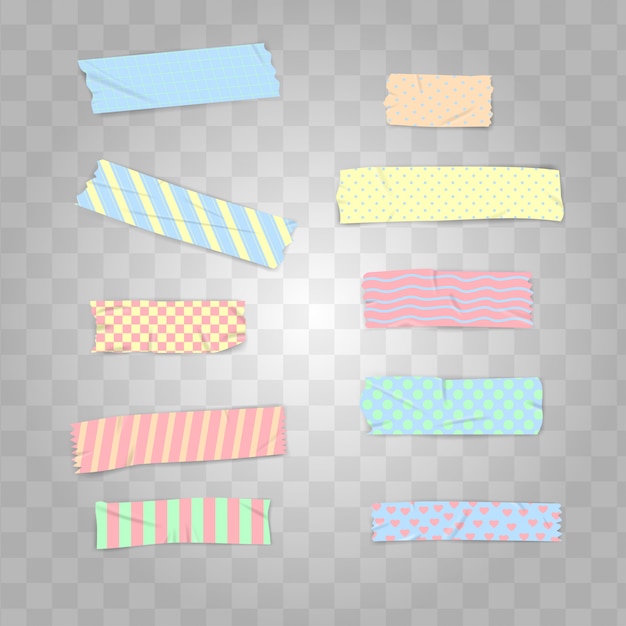 Vector set realistic pastel colour washi tape