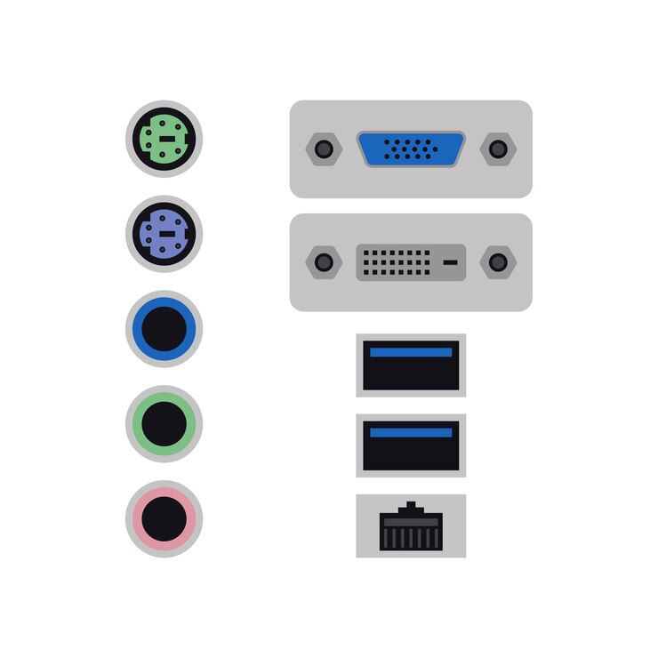 Vector set of realistic pc ports illustration set