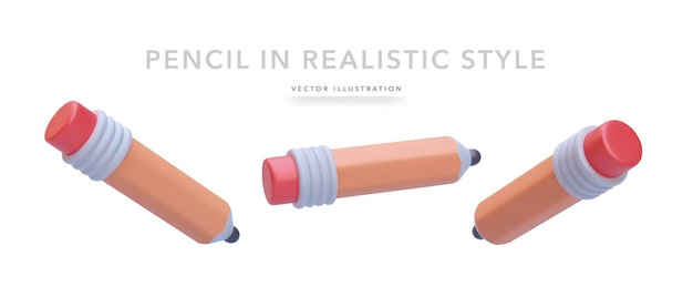 Набор реалистичных карандашей на белом фоне Векторная иллюстрация