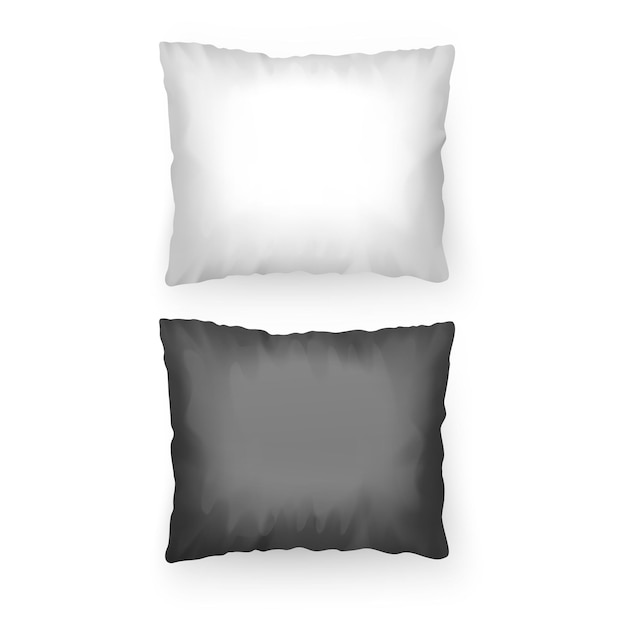 Set of realistic pillows of black and white colors