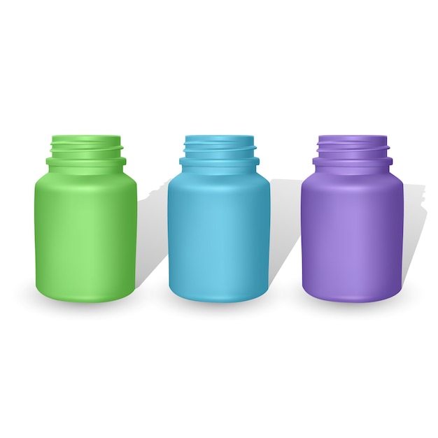 Vector set of realistic plastic bottles  templates.   empty colorful bottles