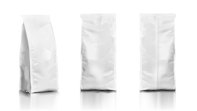 Vector set of realistic plastic food tall bags