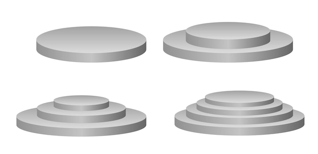 Vettore insieme di fasi espositive del podio realistiche isolate. eps vettoriale