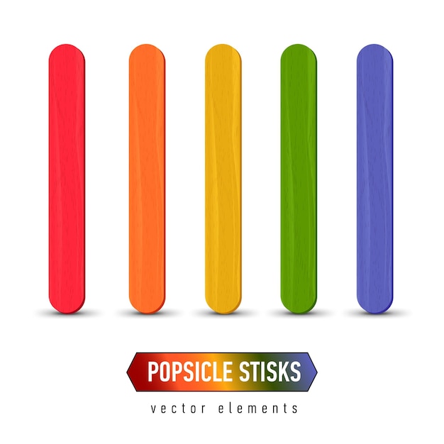 Vector set of realistic popsicle sticks.