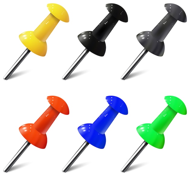 Vector set of realistic push pins