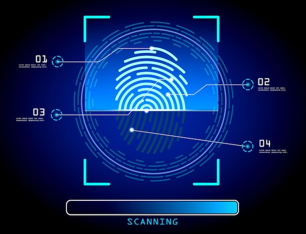 Vector set of realistic scanning progress fingerprint isolated or security systems access authorization